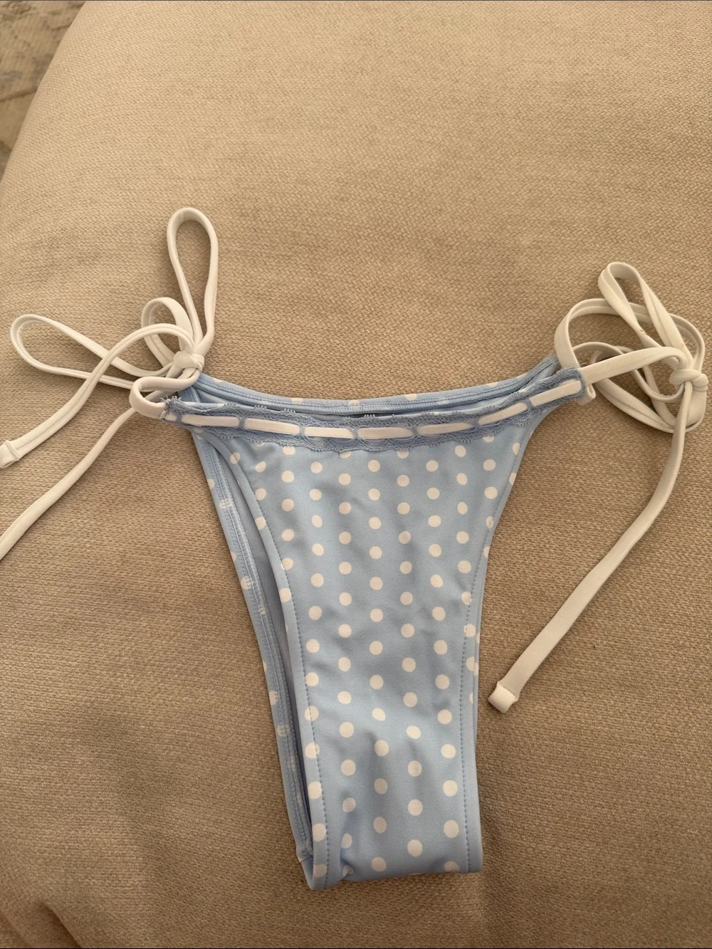 Light Blue Polka Dot String Bikini Bottom